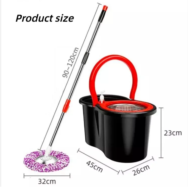 Easy Spin Mop and Bucket set for Floor Cleaning – 360 Degree Best Spin Mop Bucket Extended Easy Press Stainless Steel Handle